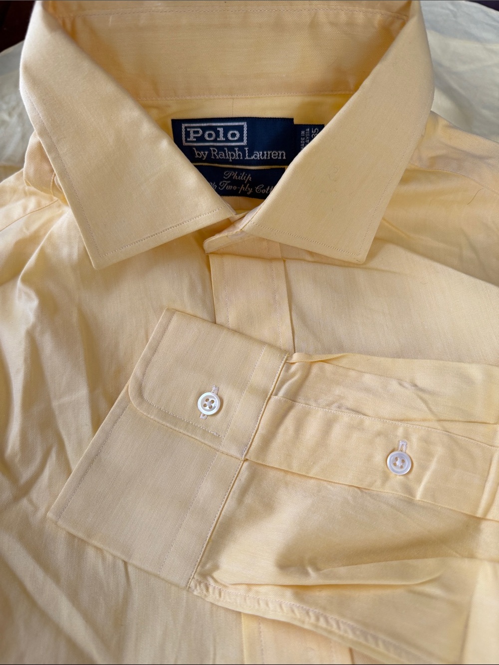 Polo by Ralph Lauren Men's bright Yellow long sleeve Dress Shirt 15,5 / 35